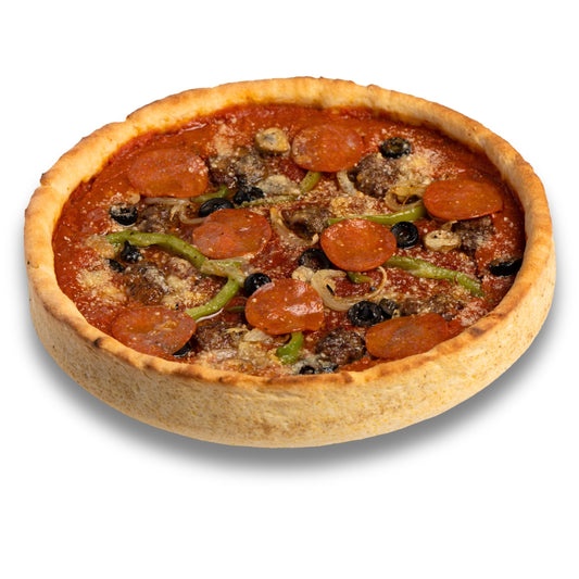 Supreme deep dish pizza