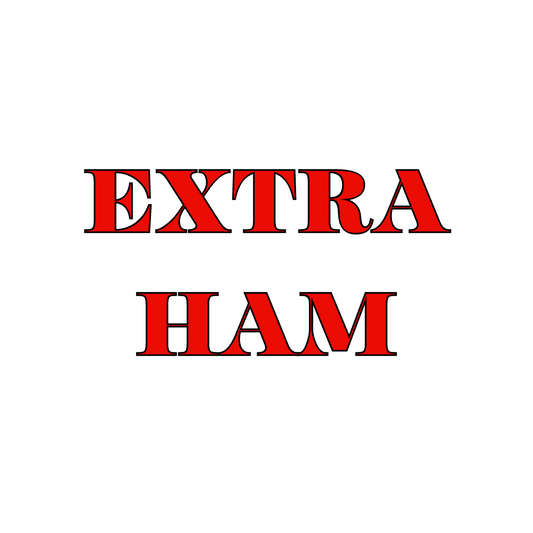 The image displays the text 'Extra Ham' in red and white, with the 'Extra' and 'Ham' words in bold red and white letters, respectively.