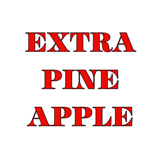 Image of a text that reads 'Extra Pineapple' in red and white colors.